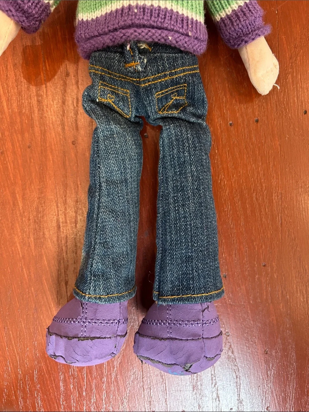 Gymboree Rainbow Striped Sweater Doll with Orange Hair and Purple Accents